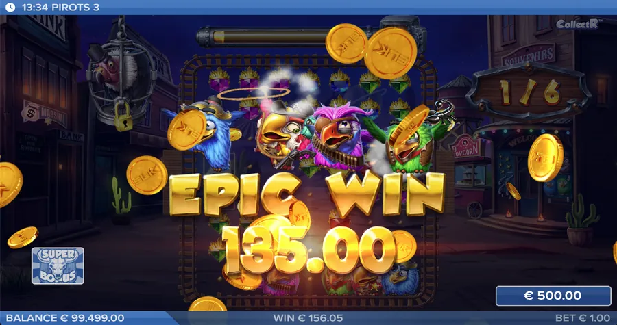 Pirots 3 Epic Win-gevinst