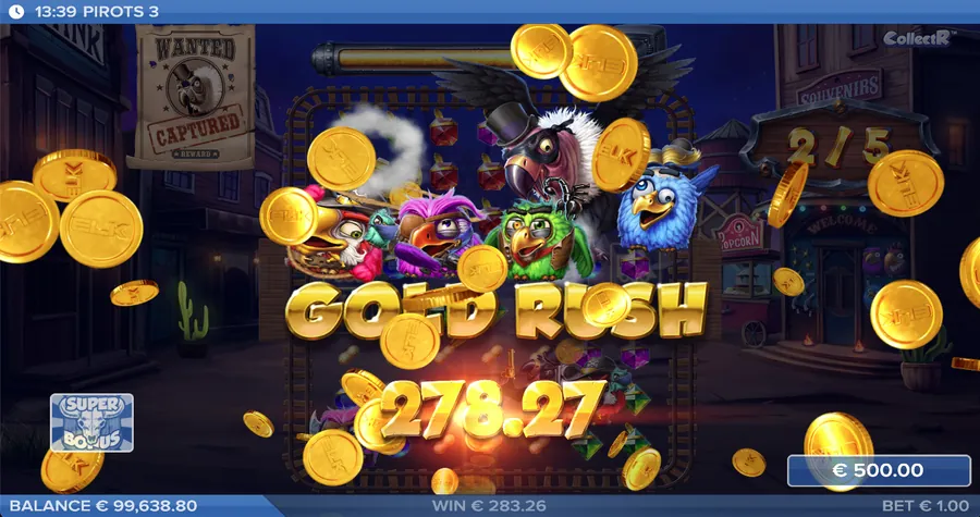 Pirots 3 Gold Rush-gevinst