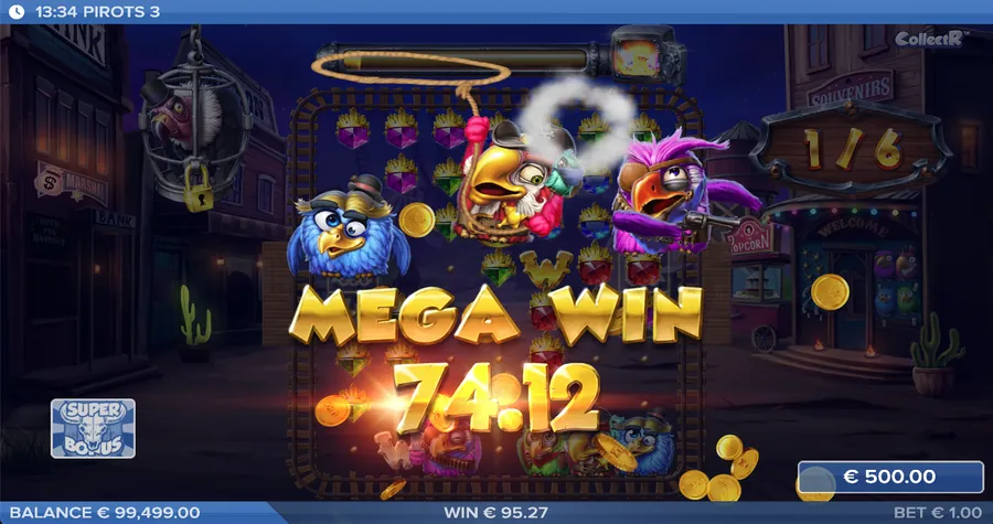 Pirots 3 Mega Win-gevinst