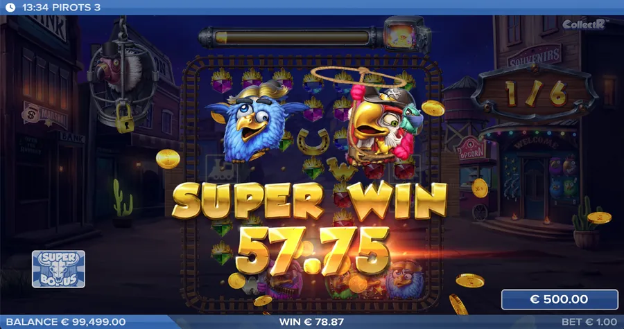 Pirots 3 Super Win-gevinst